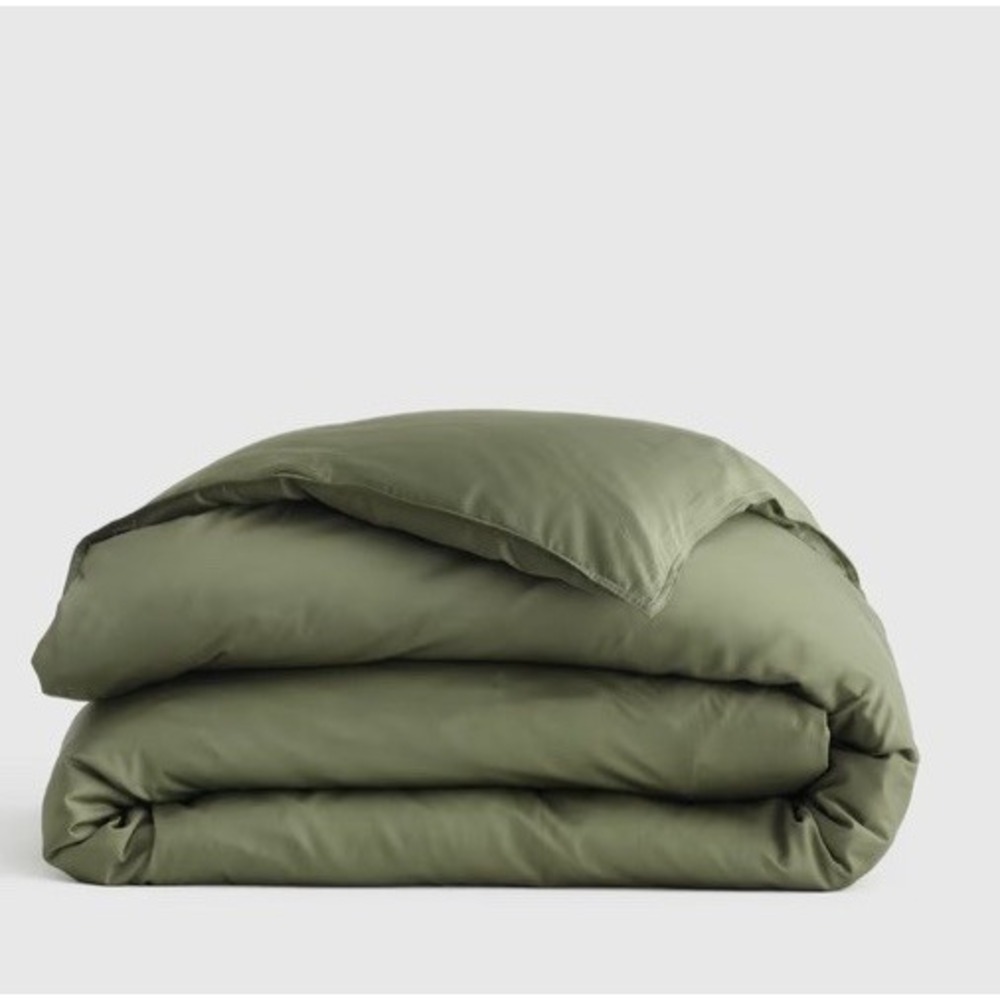 Quince Organic Bamboo Viscose Duvet Cover Full Queen 88x92 Olive Green